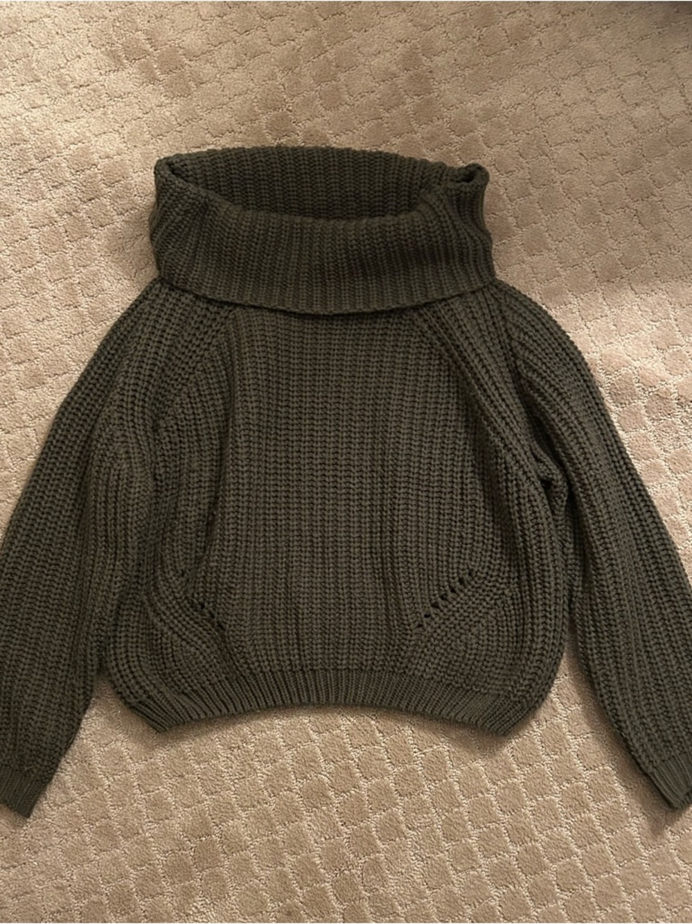 moon & madison Olive Knit Fold-Over Turtleneck Sweater